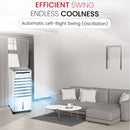 Nobel Air Cooler, 6L Water Tank, 3-Speed, Ionizer, Auto Swing, 7.5H Timer, Efficient Cooling, Purified Air, Swing Oscilations, Compact Design with Remote NAC30R White