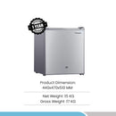 Bompani Single Door Refrigerator 46 Litres Net Capacity, Defrost, R600a Refrigerant, Inside Condenser, Lock & Key, Ice Box, 440 x 470 x 510 (W x D x H) mm, Silver BR64SLVR