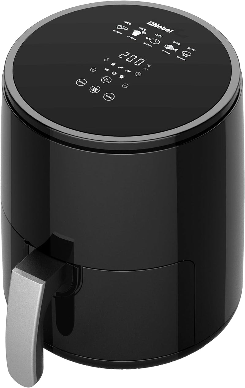 Nobel 2.5 Ltrs Multifunctional Air fryer with 6 Preset Programs, Overheat Prevention, Digital Touch with 1-60 Min Timer 1200W NAF350 Black