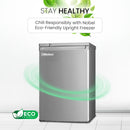 Nobel 90 Ltr Gross & 85 Ltr Net Single Door Upright Freezer Manual Defrost, with 4 Drawers, Recessed Handle, Reversible Door, Temperature Control & Adjustable Leveling Feet NUF255S Silver