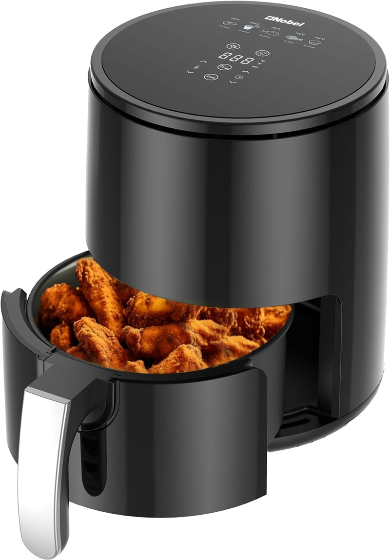 Nobel 2.5 Ltrs Multifunctional Air fryer with 6 Preset Programs, Overheat Prevention, Digital Touch with 1-60 Min Timer 1200W NAF350 Black