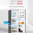 Nobel 270L Gross / 180L Net Capacity Double Door Refrigerator, NoFrost, Electronic Control System, R600a Refrigerant, LED Inside Light, Removable Gasket, Inside Condenser NR350NF Dark Silver