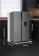 Nobel 700L Gross / 518 Capacity Side by Side Refrigerator, NoFrost, External Handle with Water Dispenser, LED Light, Twist Ice Maker, Digital Display,Interior Lights, Automatic NR620WDI Silver