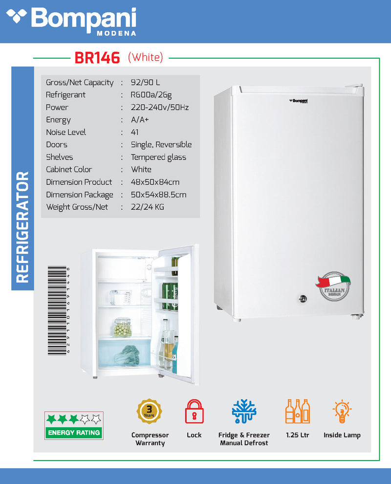 Bompani BR146 Refrigerator R600A 92 Ltrs  BR146