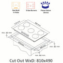 NOBEL Built-in - Hobs Glass Black 90cm 5 Gas Burners NBH9502GH