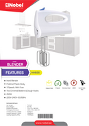 NOBEL Blender 250W 3 Speed White Color NHB25