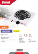 Nobel Spiral Hot Plate 1000W 5KG Silver Color NHPS001