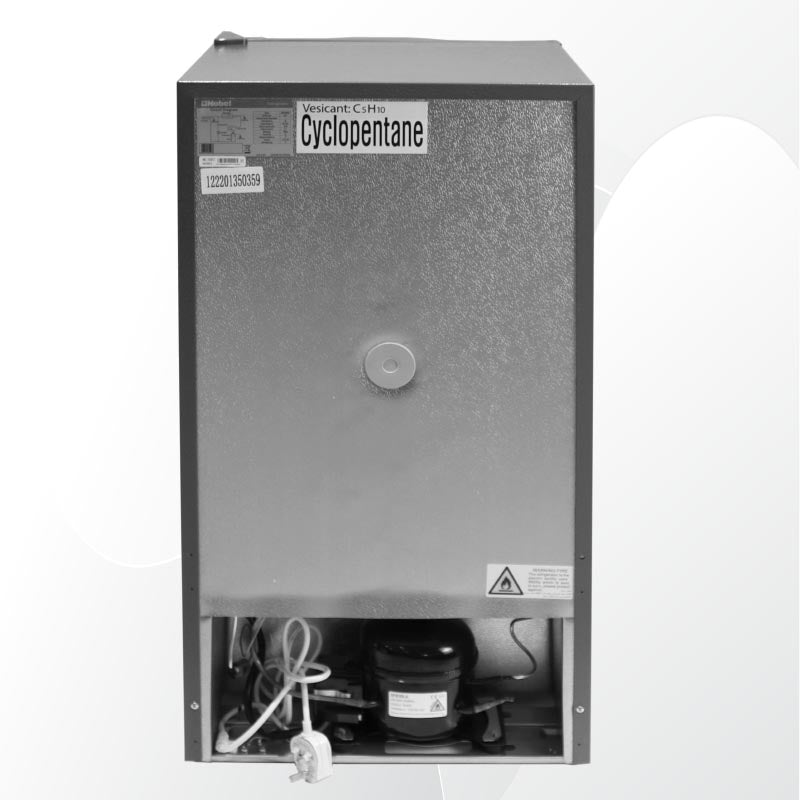 Nobel Single Door Refrigerators Inox 100 Litres Defrost Recessed Handle R600A Inside Condenser NR135RSI