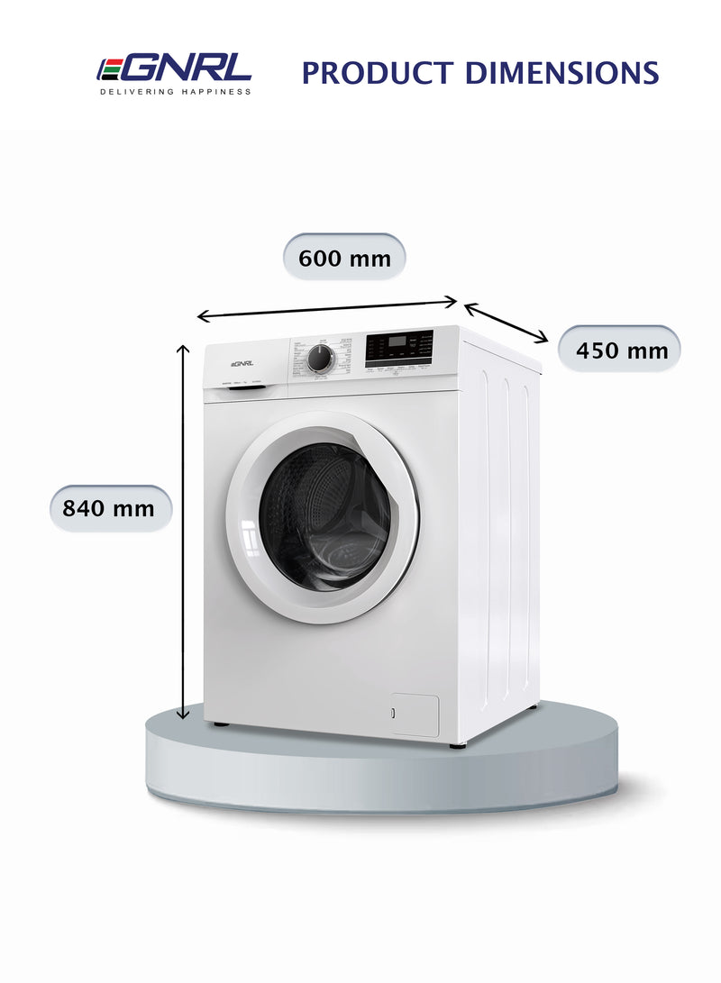 EGNRL EGWM850 2024 Model 7KG Front Load Washing Machine With BLDC Inverter Motor 10 Year Warranty 1200 RPM 16 Program Fully Automatic Washer With Digital Control-LED Display