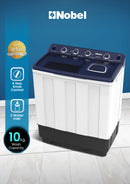 Nobel Semi-Automatic Washers Twin Tub White 10 Kgs/ 5.5 Kgs NWM1200RH