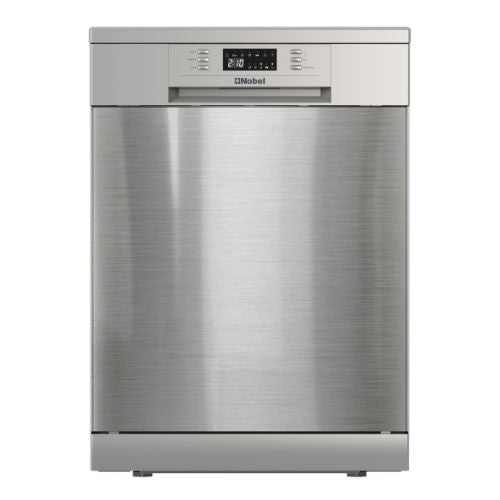 Nobel Dishwasher, 12 Place Settings, Mechanical Control, 11L Water Consumption, 2 Spraying Arms, 6 Programs, Red LED Display, Delay Start, Half Load Option, Child Lock NDW6612 Silver