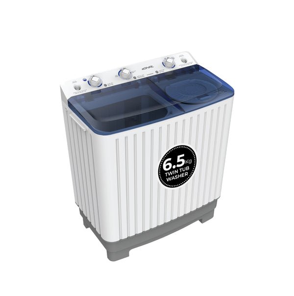 EGNRL EGWM800 Twin Tub Washing Machine 6.5/5.0 KG Capacity, 2 Water Inlet 15 Mins. Wash Timer 5 Mins. Spin Timer White