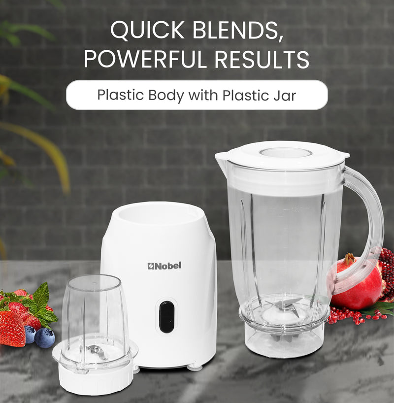 Nobel Blender White 1.2 Litres 300W Stainless Steel Blade NB111L