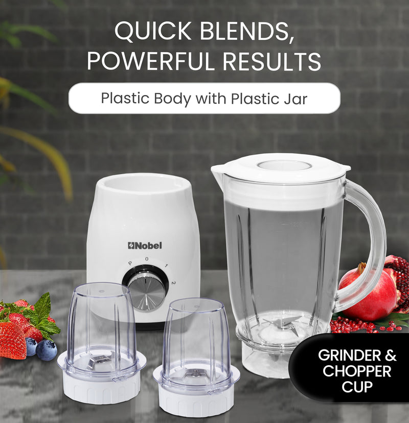 Nobel Blender White 1.2 Litres 350W Stainless Steel Blade NB112L