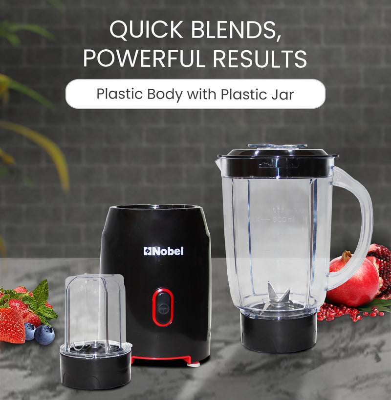 NOBEL Blender Black 600ML 200W Stainless Steel Blade NB110L