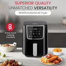 Nobel Air Fryer 4L Capacity, Multifunctional Fryer with Delay Function, Overheat Prevention, Digital Touch, 8 Preset Programs, High-Speed Air Circulation, Non-Stick (1400W) NAF600 Black