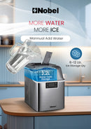 Nobel Ice Maker, 20/25Kgs 40°C Ice Capacity Daily, 3.2L Water Tank Storage, Water Shortage Indicator, Infrared Sensor, LED Display, R290 Refrigerant NIM27 Grey