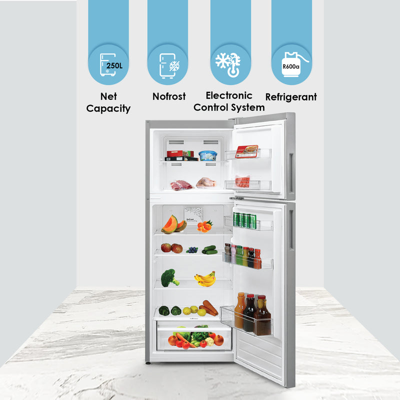 Bompani Double Door Refrigetrators Inox 275 Litres No Frost Recessed Handle R600A Inside Condenser BR300SS