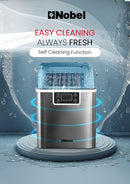 Nobel Ice Maker, 20/25Kgs 40°C Ice Capacity Daily, 3.2L Water Tank Storage, Water Shortage Indicator, Infrared Sensor, LED Display, R290 Refrigerant NIM27 Grey