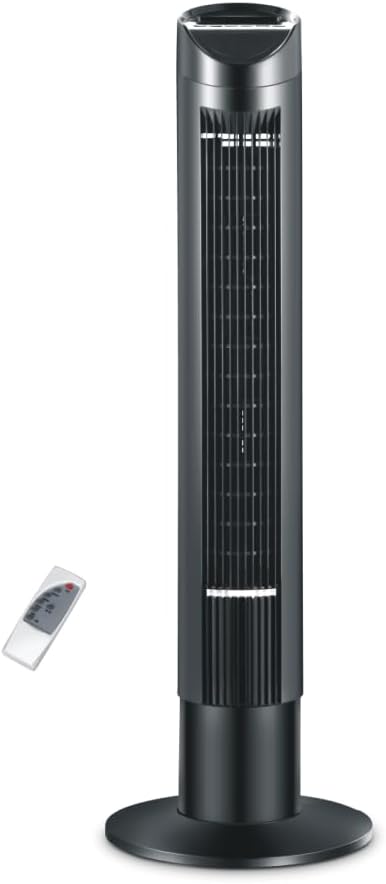 Nobel Tower Fan 3-Speed, Automatic Oscillation, 15-Hour Timer, Ionizer, LED Display NTF300R Black