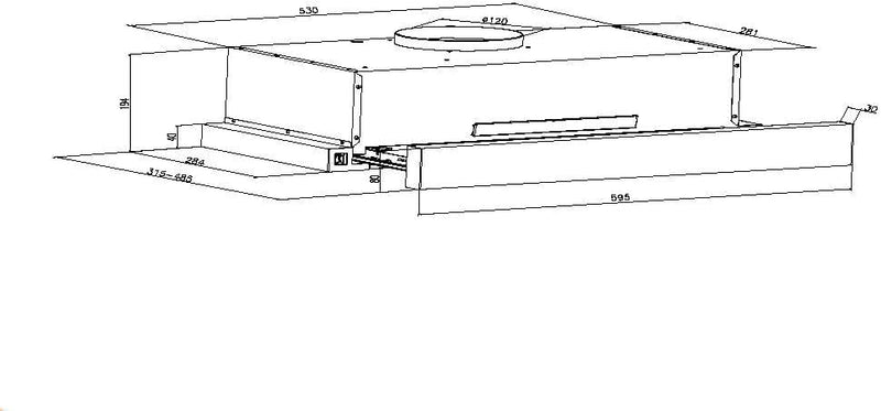 Nobel RANGE HOOD 60cm Built-in Hoods 2 Speed Rocker Switch, 3-Layer Aluminum Filter(2pcs), 2x65W Motor, 440m3/h. with 2pcs Carbon Filter NCHP60ST