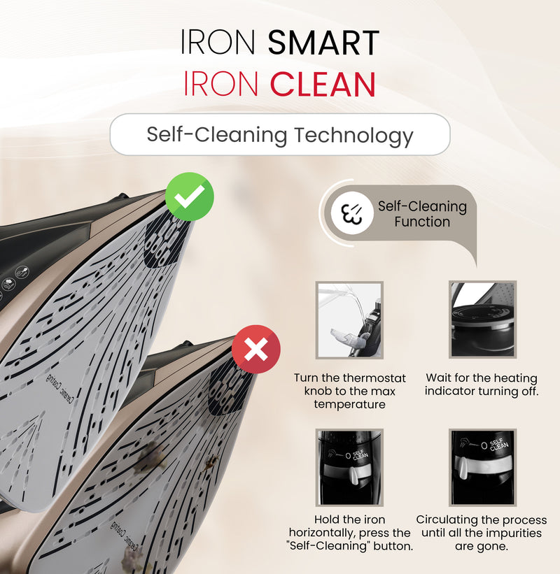 Nobel Steam Iron, Dry Ironing, Spray & Steam, 320ml Ceramic Sole Plate, Self-Cleaning, Powerful Burst & Vertical Steam, Adjustable Control, 360° Swivel Cord, Overheat Safety NSI35 Black