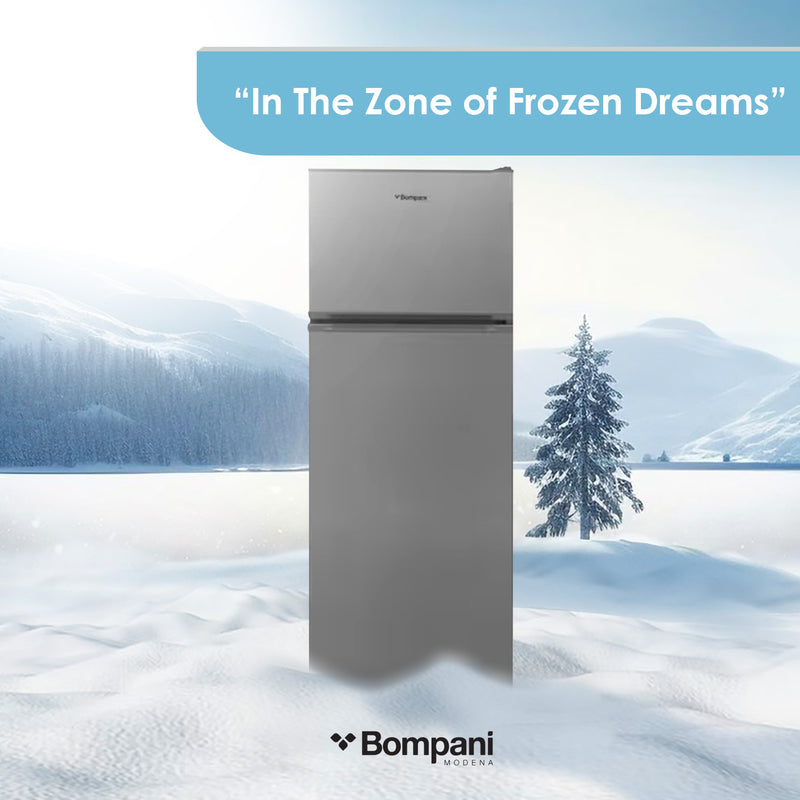 Bompani Double Door Refrigerators Inox 216 Ltrs Defrost Recessed Handle R600A Inside Condenser BR240SS