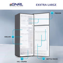 EGNRL EGR225S Double Door Refrigerator 225 Liters Gross Capacity Defrost Recessed Handle R600A Inside Condenser Dark Silver