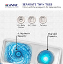 EGNRL EGWM800 Twin Tub Washing Machine 6.5/5.0 KG Capacity, 2 Water Inlet 15 Mins. Wash Timer 5 Mins. Spin Timer White