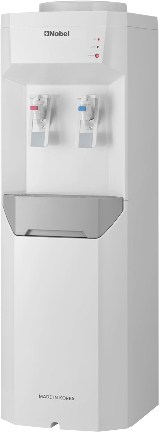 Nobel Made in Korea Two Tap Hot & Cold Function Water Dispenser Cabinet Model with 2L/H 5-10°C Cooling Capacity 5L/H 85-95°C Heating Capacity - NWD7700KR White