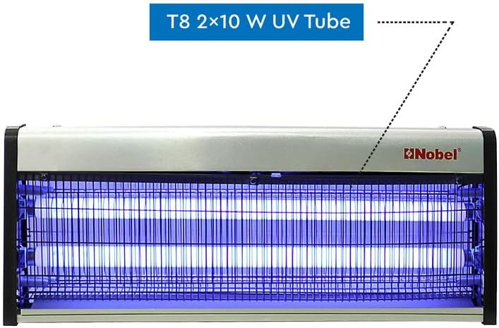 Nobel Ultra Slim Insect Killer with 2 Element, Aluminum Alloy Housing-Oil Proof, Electroplated Aluminum which covers 150 SQ.M Area with UV Tube T82X18W 43W Twin Tube NIK840 White 1 Year Warranty