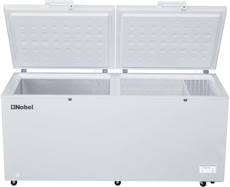 Nobel 708 Litres Double Door Chest Freezer, Fast Freezing, Lock & Key, Refrigerant, LED Light, Easy Mobility, Durable Condenser, Adjustable Thermostat with 1Year Warranty NCF900 White