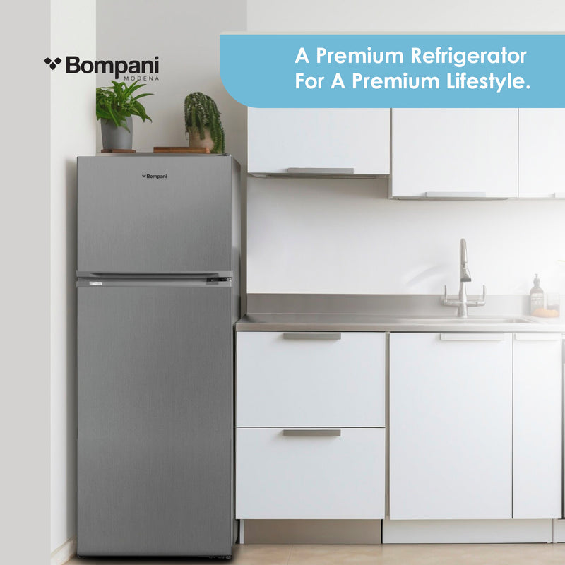 Bompani Double Door Refrigerators Inox 332 Ltrs No Frost Recessed Handle R600A Inside Condenser BR400SS