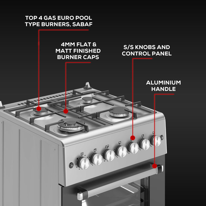 Bompani Gas Cooker S/Steel 60X60 Cm Full Safety Gas BO613YAL