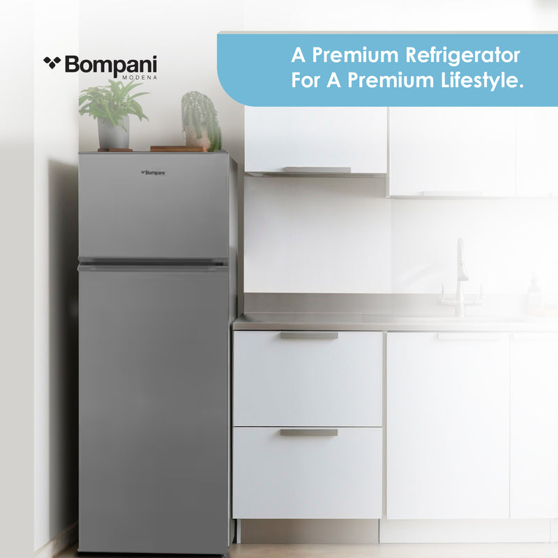 Bompani Double Door Refrigerators Inox 216 Ltrs Defrost Recessed Handle R600A Inside Condenser BR240SS