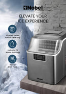 Nobel Ice Maker, 20/25Kgs 40°C Ice Capacity Daily, 3.2L Water Tank Storage, Water Shortage Indicator, Infrared Sensor, LED Display, R290 Refrigerant NIM27 Grey