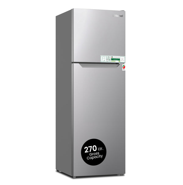 Nobel 270L Gross / 180L Net Capacity Double Door Refrigerator, NoFrost, Electronic Control System, R600a Refrigerant, LED Inside Light, Removable Gasket, Inside Condenser NR350NF Dark Silver