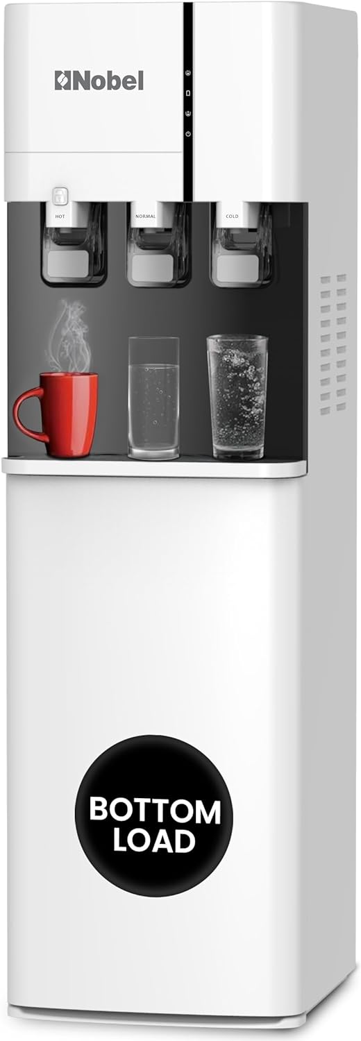 Nobel Water Dispenser, 3 Taps, Hot, Normal, Cold, Bottom Loading, Child Safety Lock NWD800BL White