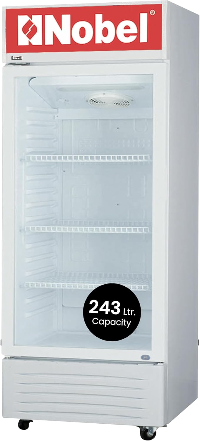 Nobel Upright Chiller, Single Door 245 Litres Single Door Light Box Lock and Key - NSF245 White