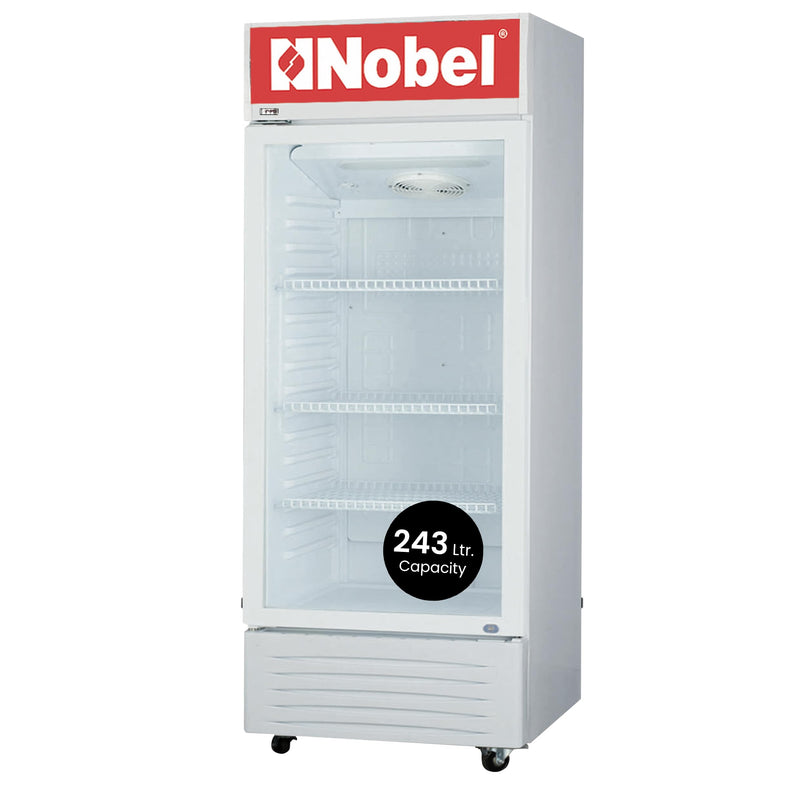 Nobel Upright Chiller, Single Door 245 Litres Single Door Light Box Lock and Key - NSF245 White