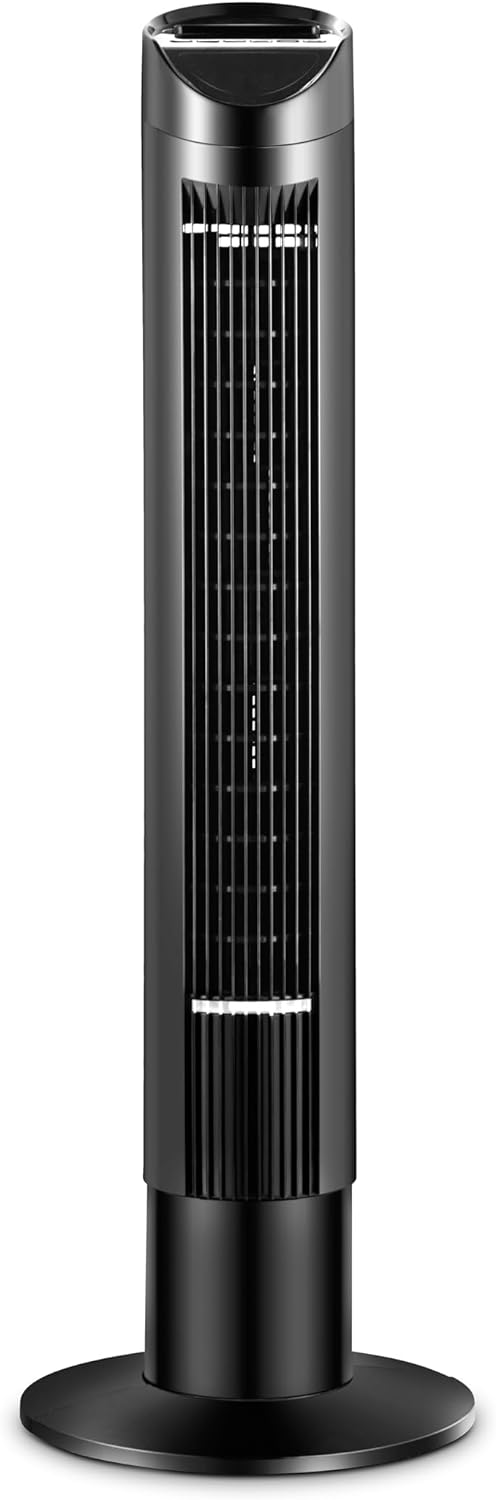 Nobel Tower Fan 3-Speed, Automatic Oscillation, 15-Hour Timer, Ionizer, LED Display NTF300R Black
