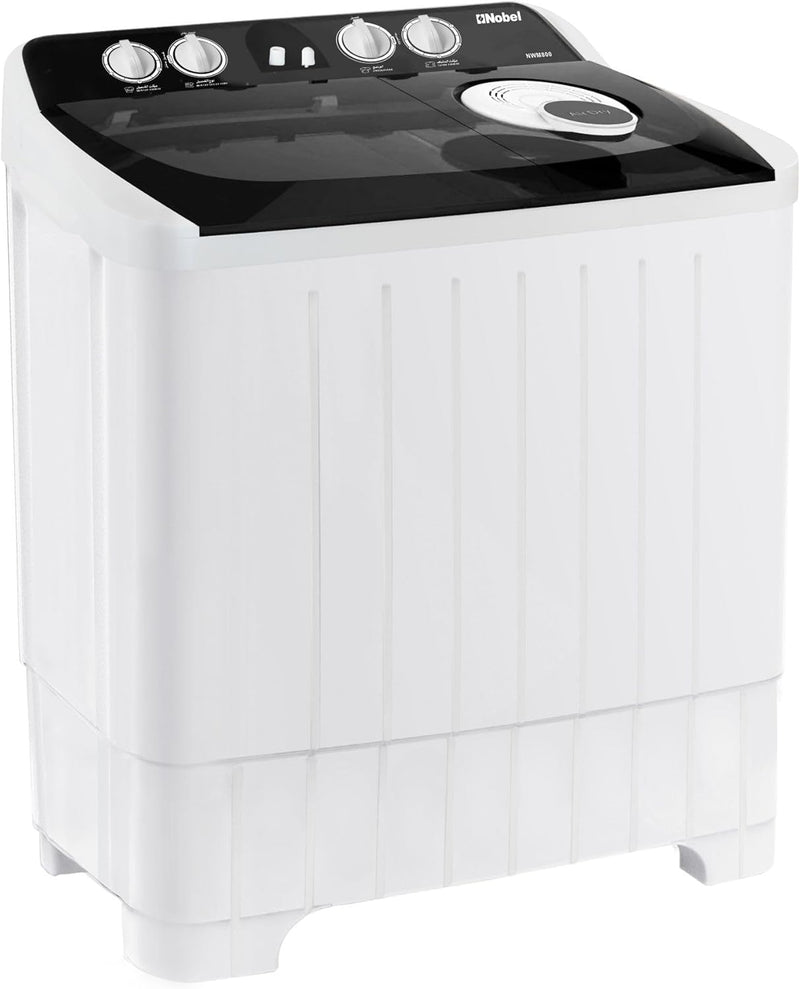 Nobel 7.0Kg Wash /5.5Kg Spin Capacity Efficient Semi-Automatic Twin Tub Washer, 2 Wash Programs, 1320 RPM - NWM800 White