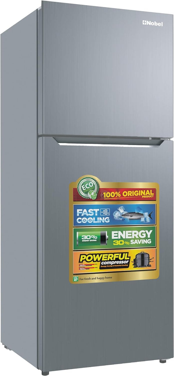 Nobel 450 L Gross / 332 L Net, No frost Double Door Refrigerators with Inverter Technology, R600a Refrigerant,Electronic Control System, Inside Light, Vegetable Crisper 332 L NR450NF Inox Colour