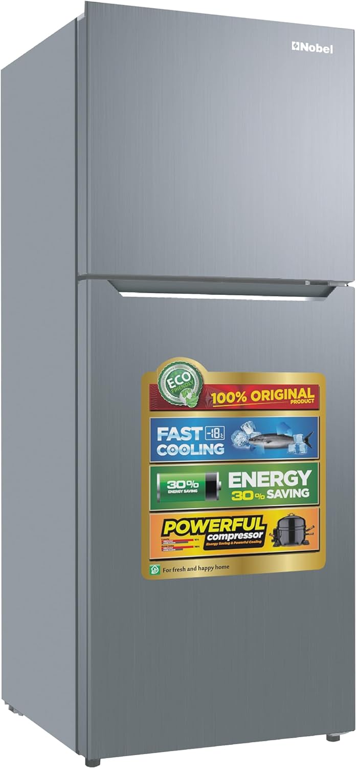 Nobel 450 L Gross / 332 L Net, No frost Double Door Refrigerators with Inverter Technology, R600a Refrigerant,Electronic Control System, Inside Light, Vegetable Crisper 332 L NR450NF Inox Colour