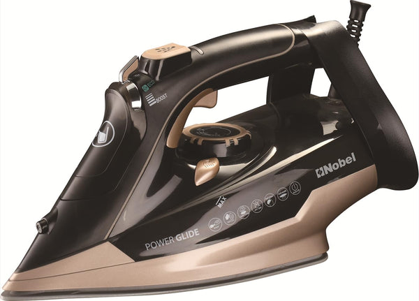 Nobel Steam Iron, Dry Ironing, Spray & Steam, 320ml Ceramic Sole Plate, Self-Cleaning, Powerful Burst & Vertical Steam, Adjustable Control, 360° Swivel Cord, Overheat Safety NSI35 Black