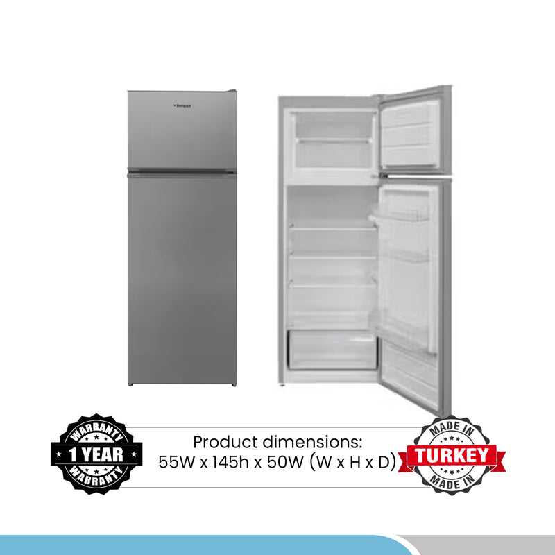 Bompani Double Door Refrigerators Inox 216 Ltrs Defrost Recessed Handle R600A Inside Condenser BR240SS