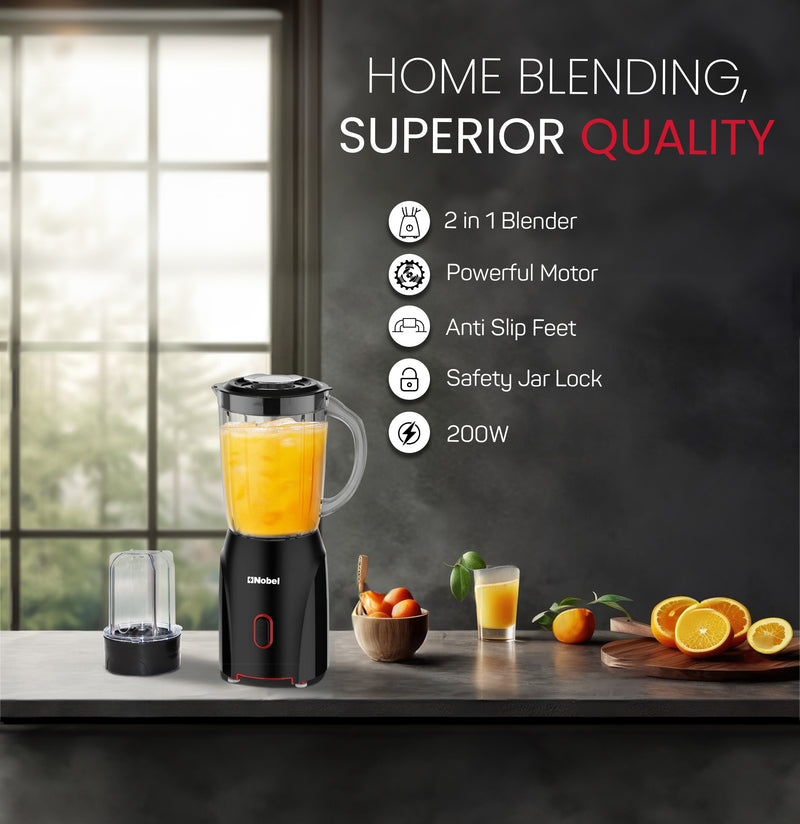 NOBEL Blender Black 600ML 200W Stainless Steel Blade NB110L