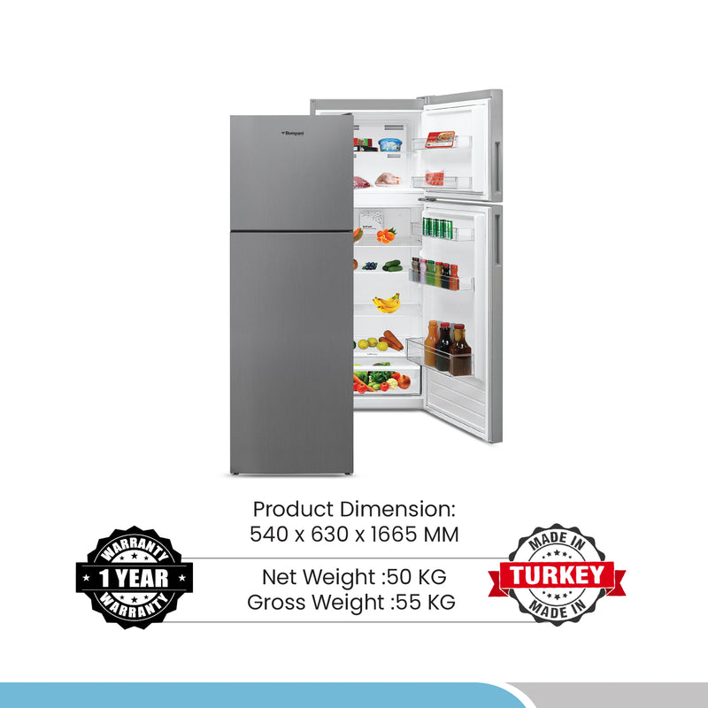 Bompani Double Door Refrigetrators Inox 275 Litres No Frost Recessed Handle R600A Inside Condenser BR300SS