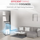 Nobel Air Cooler, 12L Water Tank, 3-Speed, Ionizer, Remote Control, Auto Swing, 7.5H Timer, Honeycomb Cooling Pads,Tubular Flow Fan with Water Shortage Protection NAC40R White