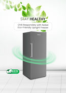 Nobel Single Door Upright Freezer 300 Litres Gross, 235 Litres Net Capcity, Defrost, 7 Drawers, 1 Ice Box, Lock & Key, R600a, 59.6 x 59.5 x 174.4 (W x D x H) cm, Silver, NUF350